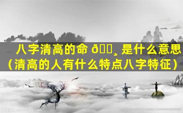 八字清高的命 🕸 是什么意思（清高的人有什么特点八字特征）